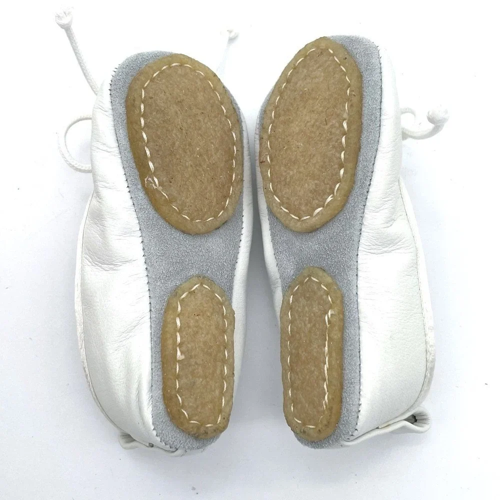 Bear Feet White Leather Ballerina Kid's Shoes Size 5 DSWB
